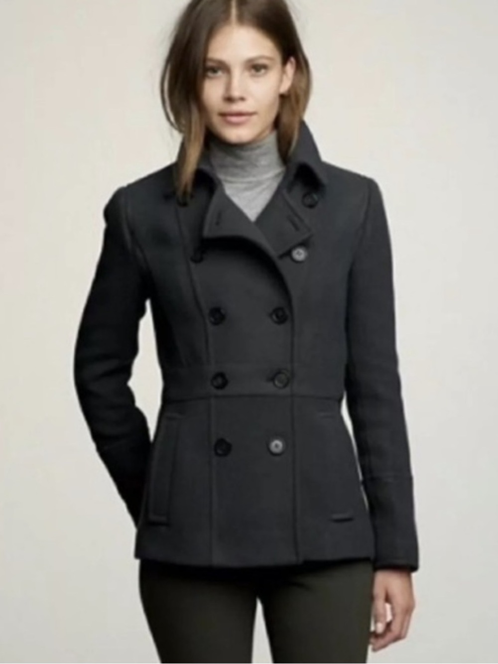J. Crew Women's Double-Breasted Pea Coat - Charcoal Gray